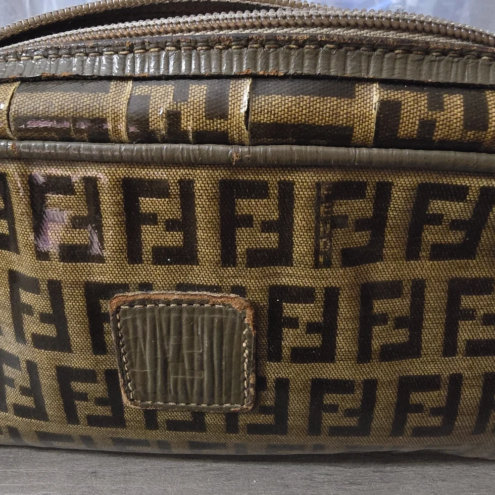Vintage Fendi Zucca Brown and Tan Monogram Cosmetic Bag - Picture 3 of 11